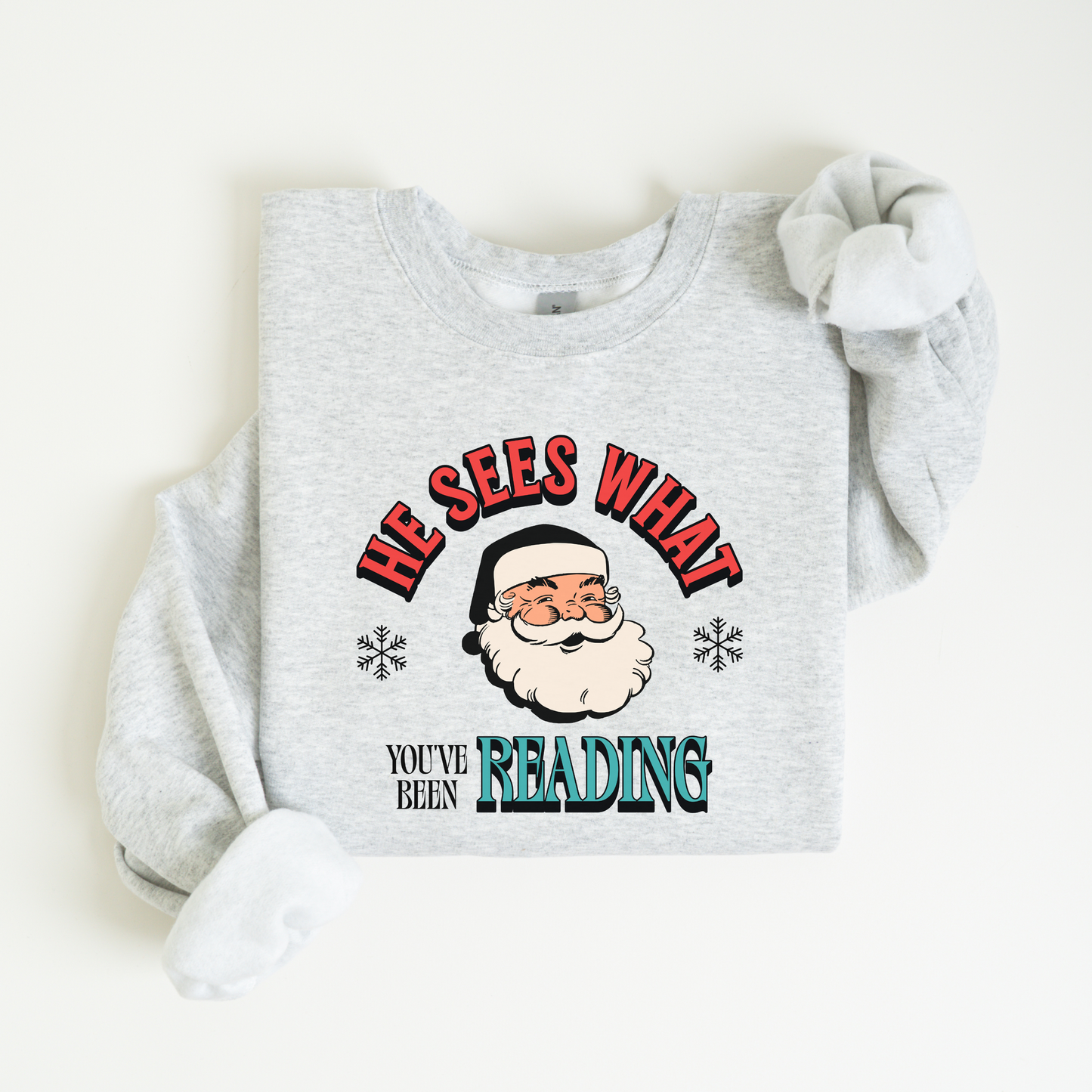 He Sees What You've Been Reading Bookish Christmas Sweatshirt